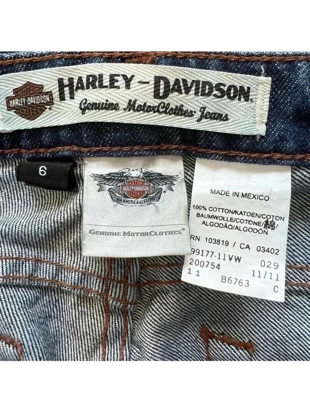 Harley Davidson Women Size 6 genuine motor clothes blue Denim 5 pocket j… - Picture 2 of 14